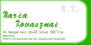 maria kovasznai business card